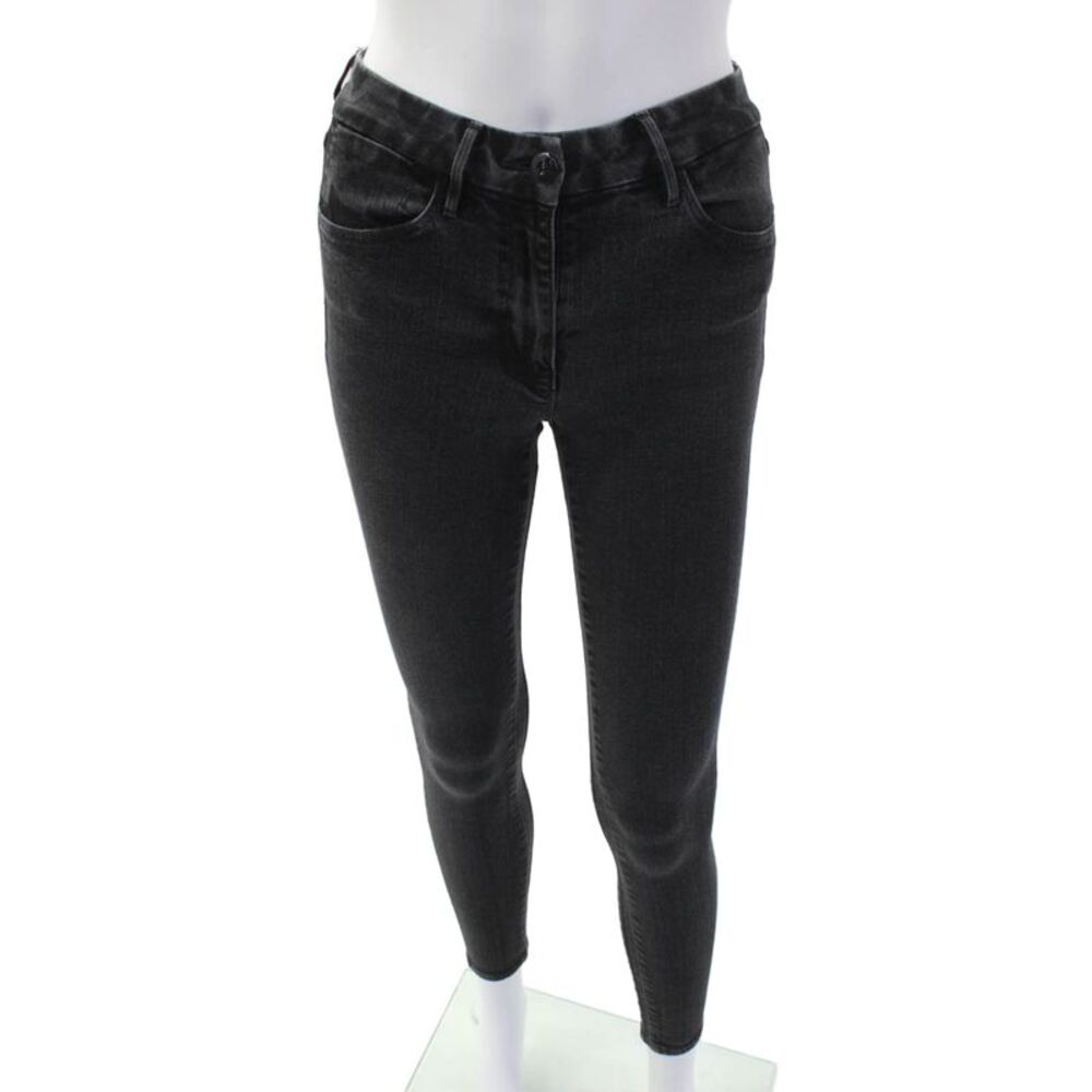 3x1 NYC Womens Zipper Fly Mid Rise Skinny Ankle Jeans Gray Denim Size 24